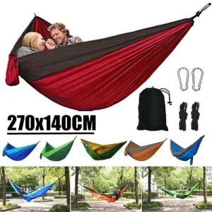 🏕️ Single Person Portable Outdoor Camping Hammock | High Strength Parachute Fabric Hanging Bed with Nylon Color Matching 🎒