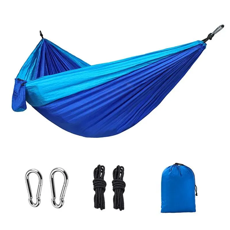 🏕️ Single Person Portable Outdoor Camping Hammock | High Strength Parachute Fabric Hanging Bed with Nylon Color Matching 🎒