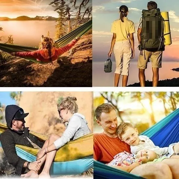 🏕️ Single Person Portable Outdoor Camping Hammock | High Strength Parachute Fabric Hanging Bed with Nylon Color Matching 🎒