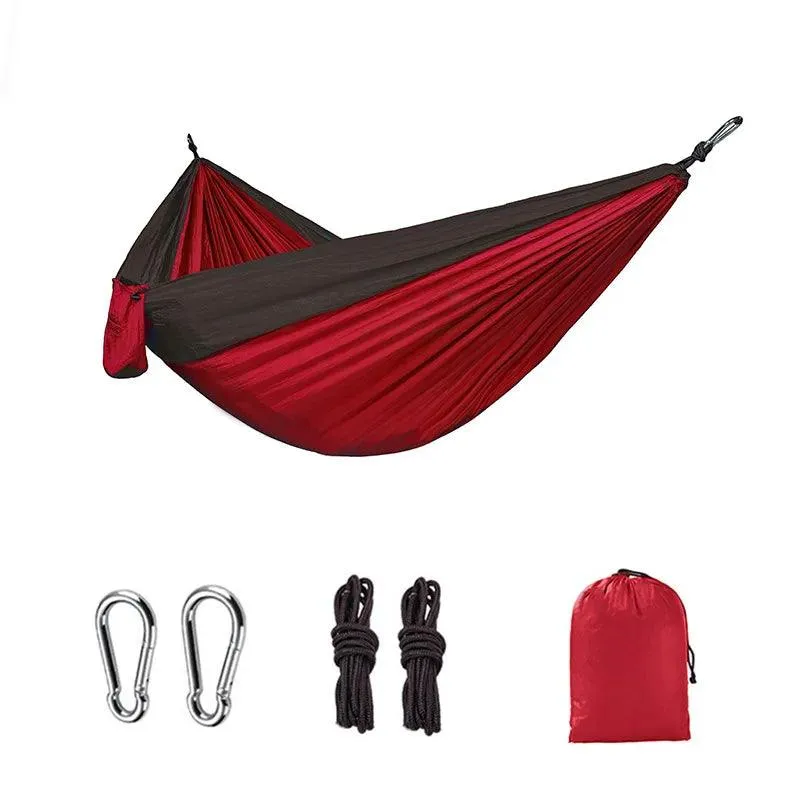 🏕️ Single Person Portable Outdoor Camping Hammock | High Strength Parachute Fabric Hanging Bed with Nylon Color Matching 🎒