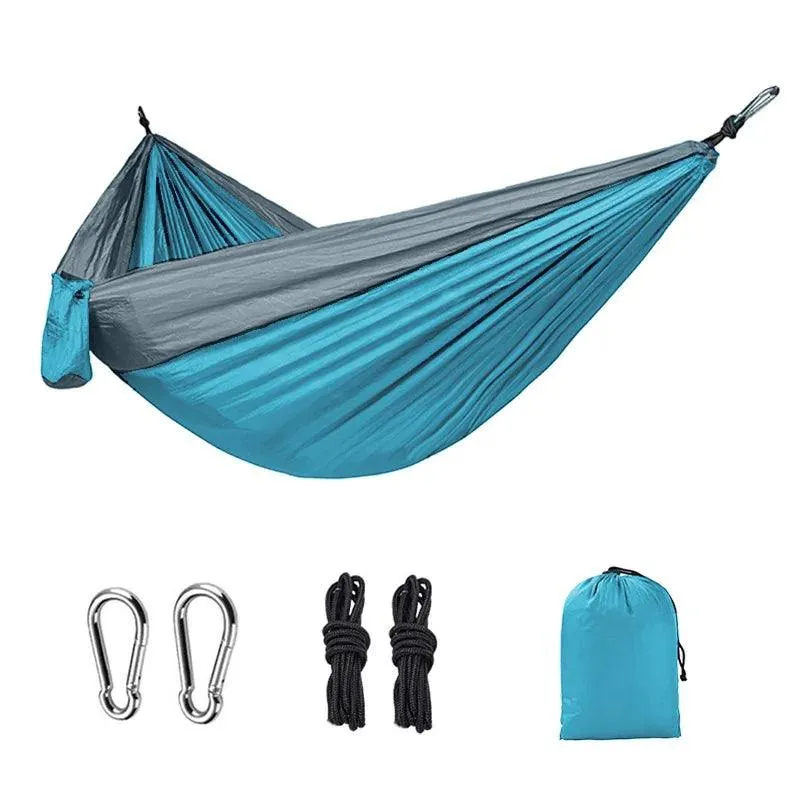 🏕️ Single Person Portable Outdoor Camping Hammock | High Strength Parachute Fabric Hanging Bed with Nylon Color Matching 🎒
