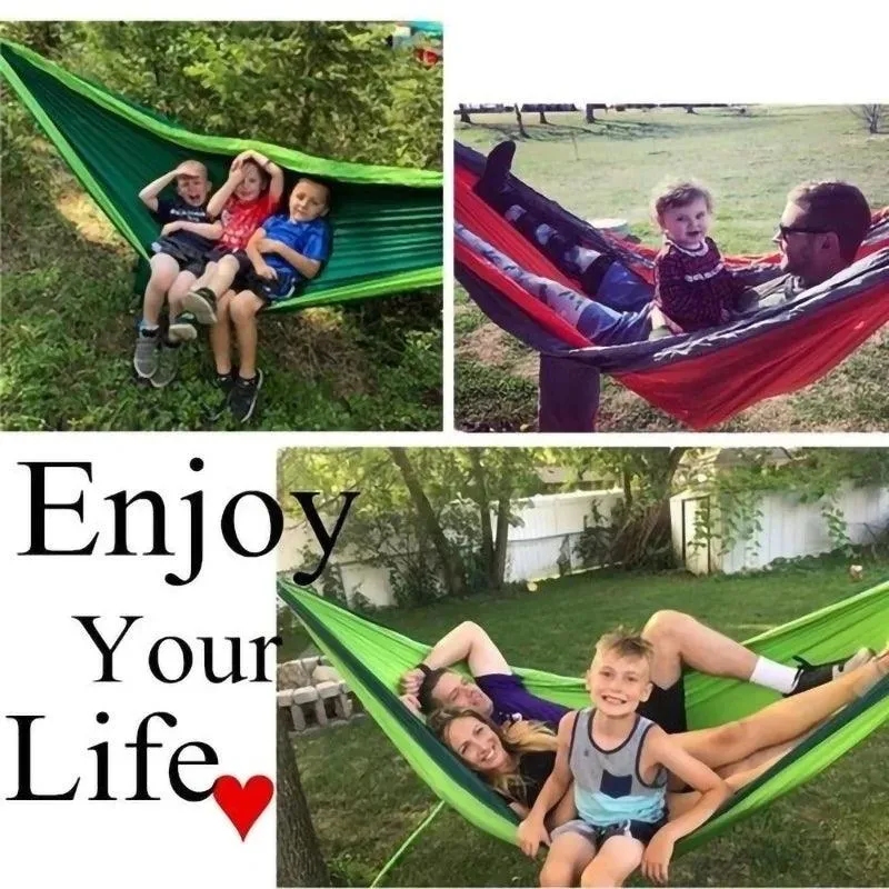 🏕️ Single Person Portable Outdoor Camping Hammock | High Strength Parachute Fabric Hanging Bed with Nylon Color Matching 🎒