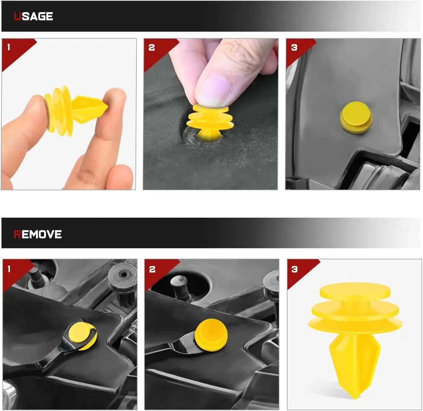 100 Pcs Head 18.5mm Hole 10mm Door Trim Panel Clips for Jeep 1999-2015 Dodge 2007-2015 Chrysler 2001-2010 for 6507055-AA 6507686-AA
