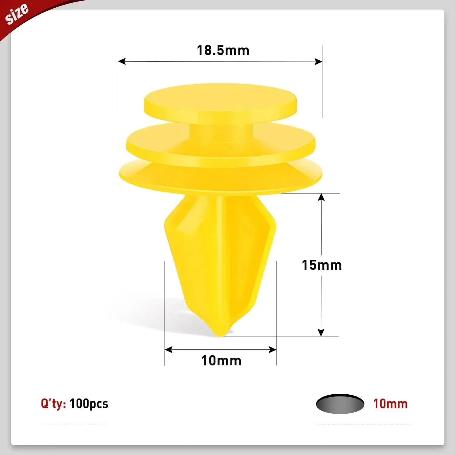 100 Pcs Head 18.5mm Hole 10mm Door Trim Panel Clips for Jeep 1999-2015 Dodge 2007-2015 Chrysler 2001-2010 for 6507055-AA 6507686-AA