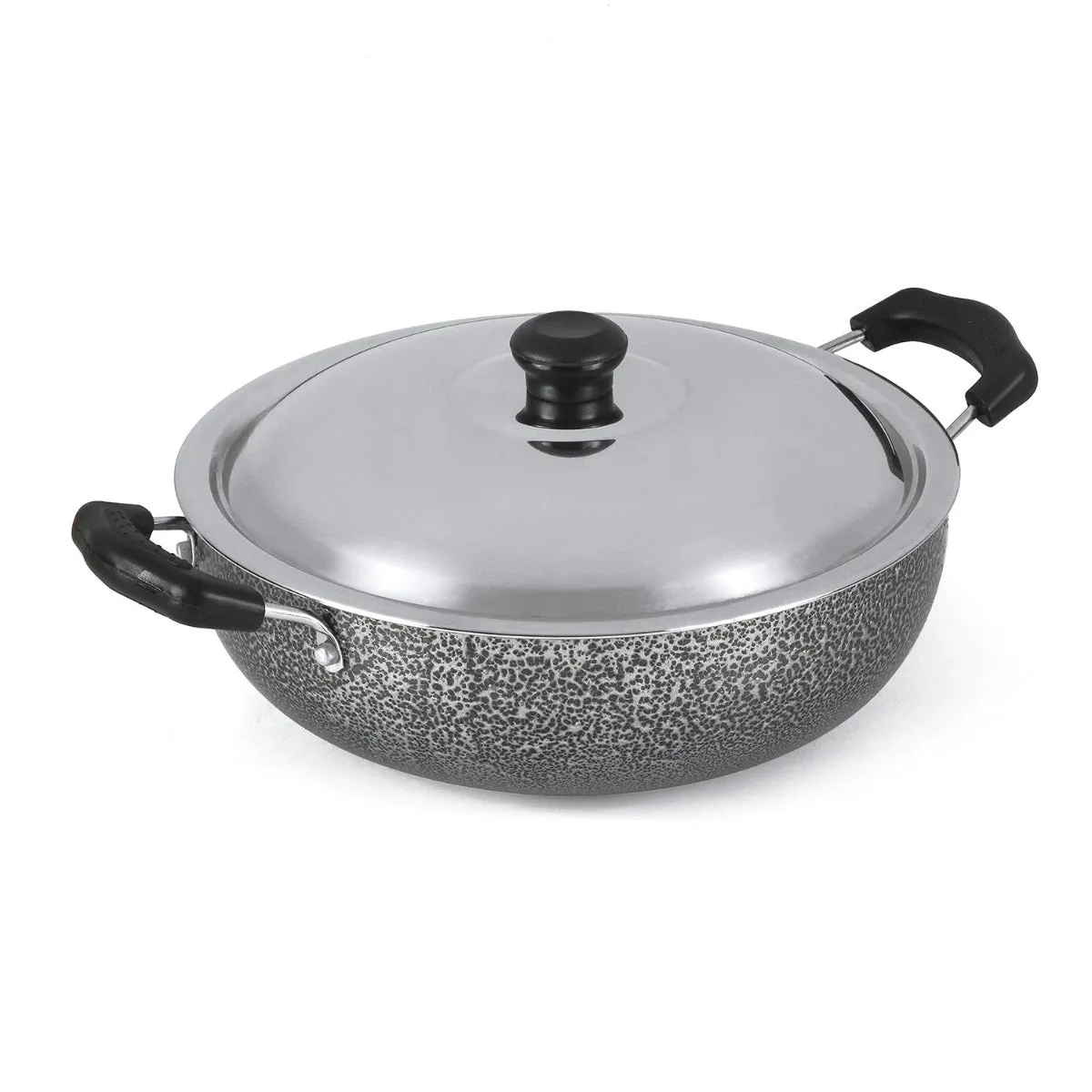 Anjali Diamond Non-Stick Kadai S.S  Lid (3.25 litres) Black