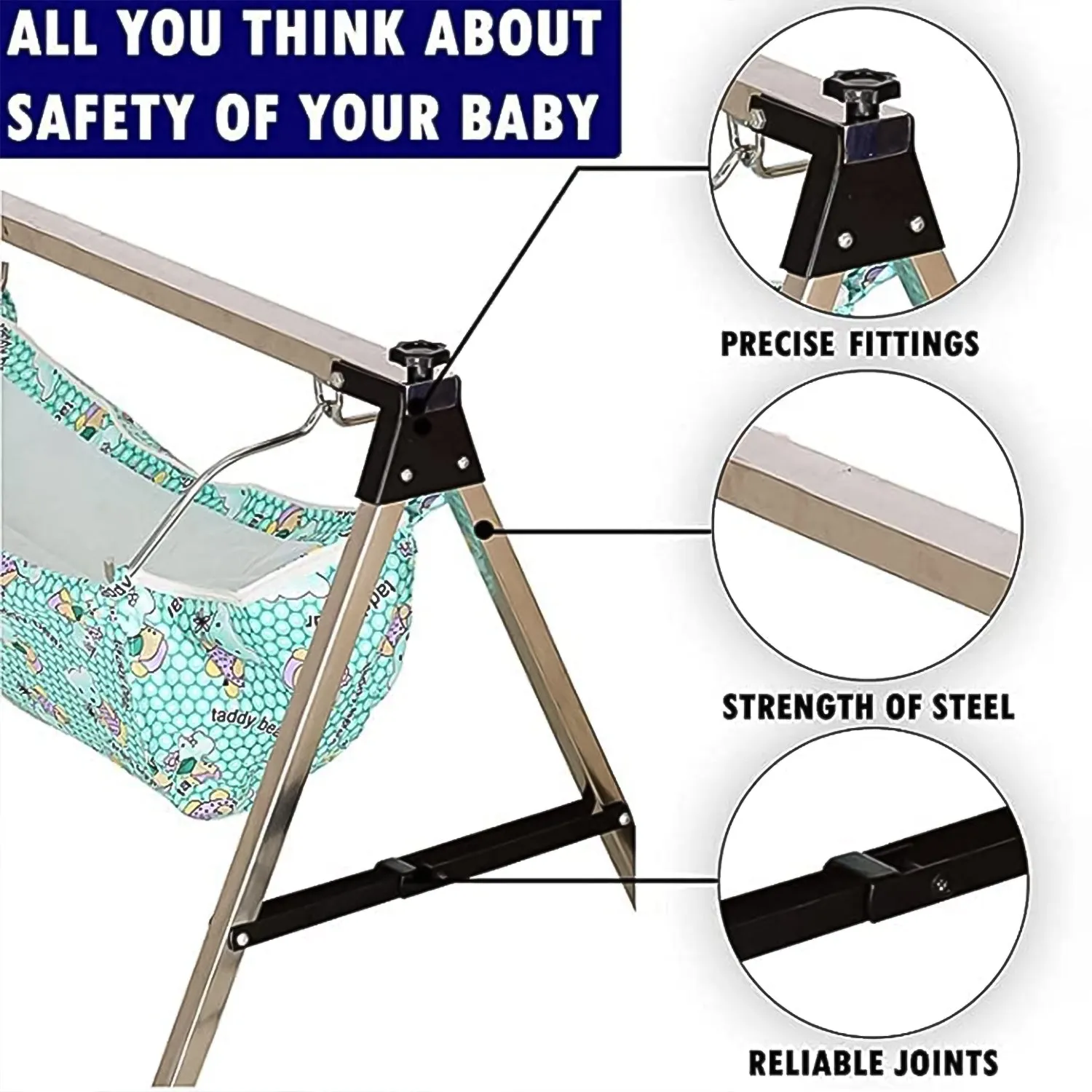 Baby Boy's and Girl's Portable Folding Swing Stainless Steel Stand (1 Pc)