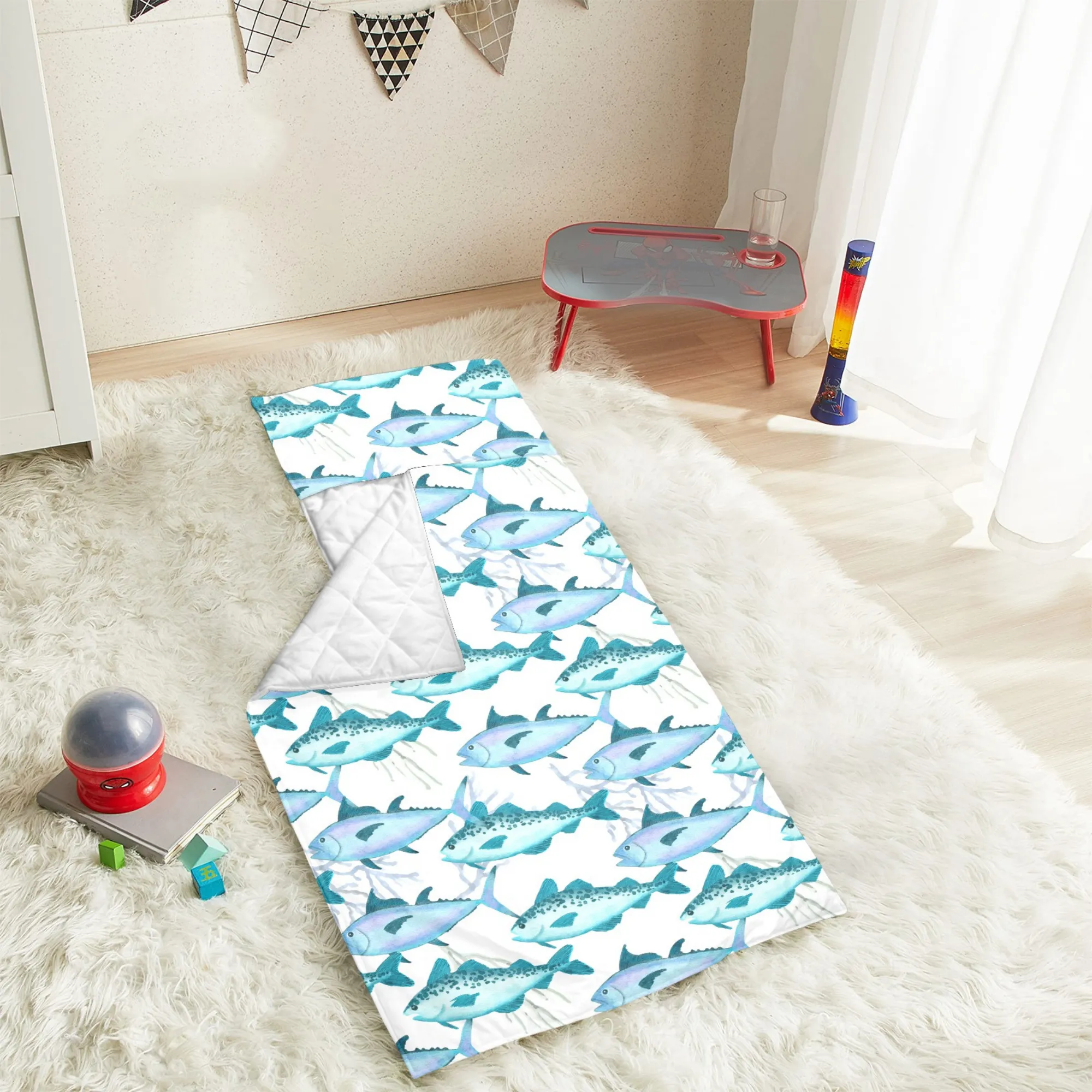 Blue Fin Kids' Long Sleeping Bag | A Catchy Blend of Comfort & Style | Lightweight and Durable Sleeping Bag for Kids