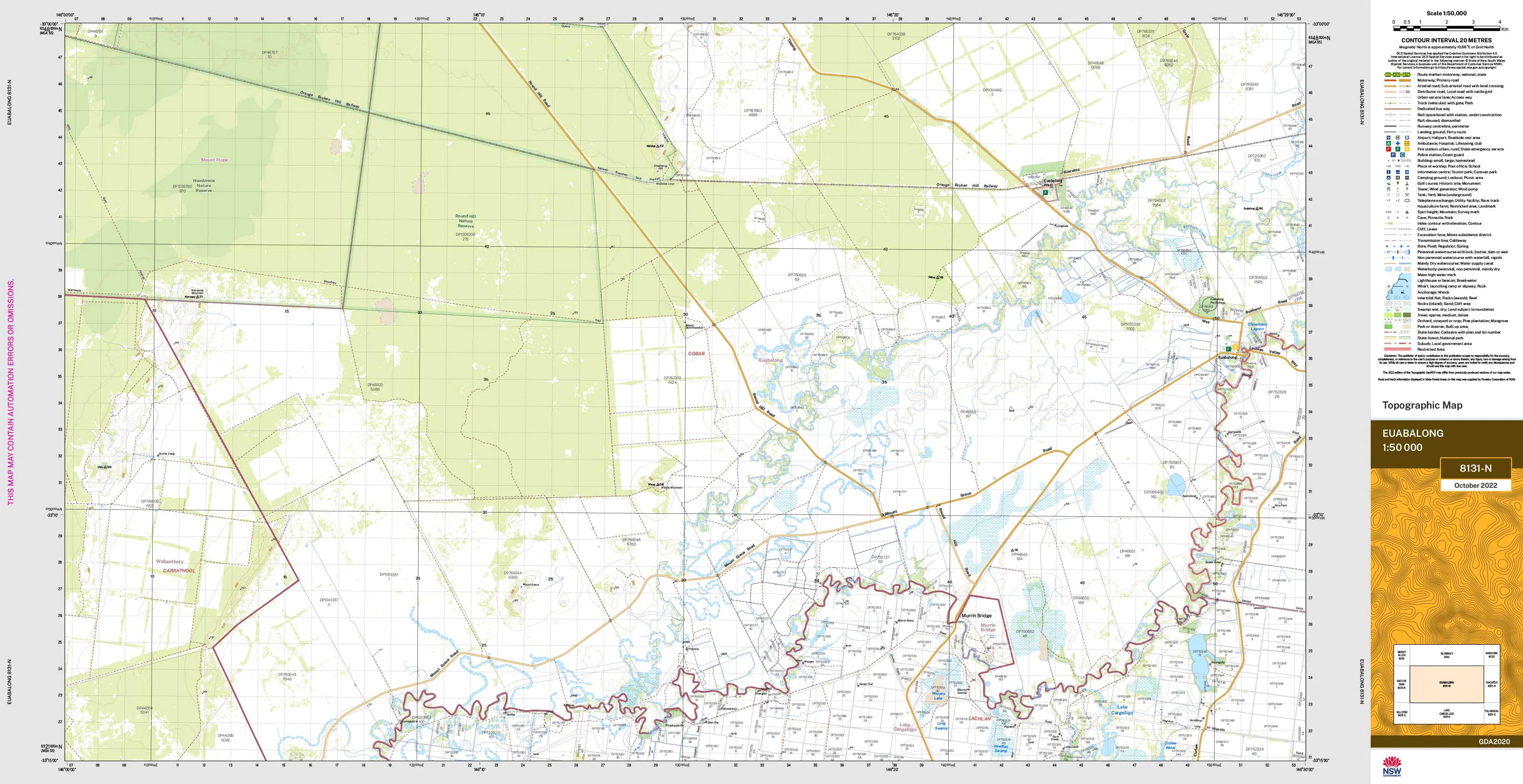Euabalong 8131-N Topographic Map 1:50k
