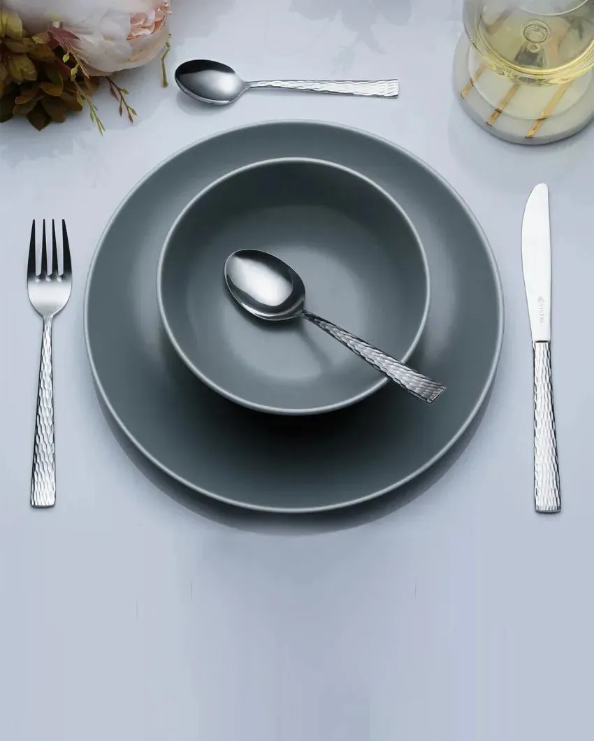 Everyday Glisten Silver Stainless Steel Cutlery | 16 Pieces