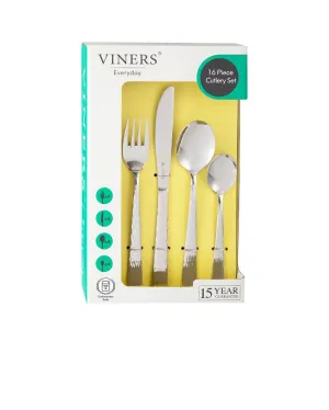 Everyday Glisten Silver Stainless Steel Cutlery | 16 Pieces
