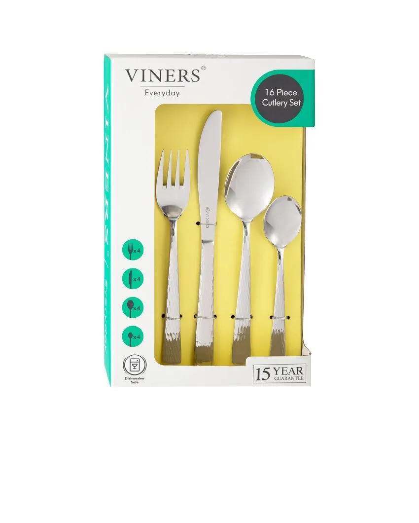 Everyday Glisten Silver Stainless Steel Cutlery | 16 Pieces
