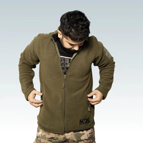 Fleece Full Zipper Olive Jacket