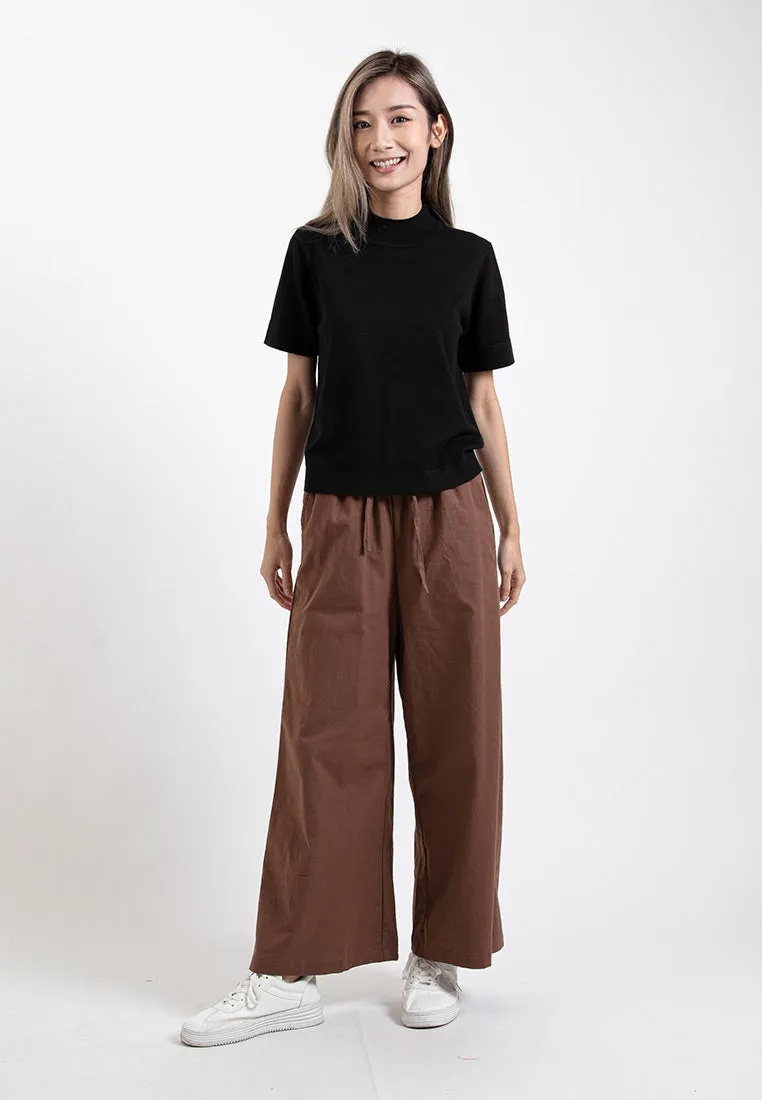 Forest Ladies Stretchable Cotton Linen Elastic Waist Wide Leg Pants Women Long Pants | Seluar Panjang Palazzo - 810473