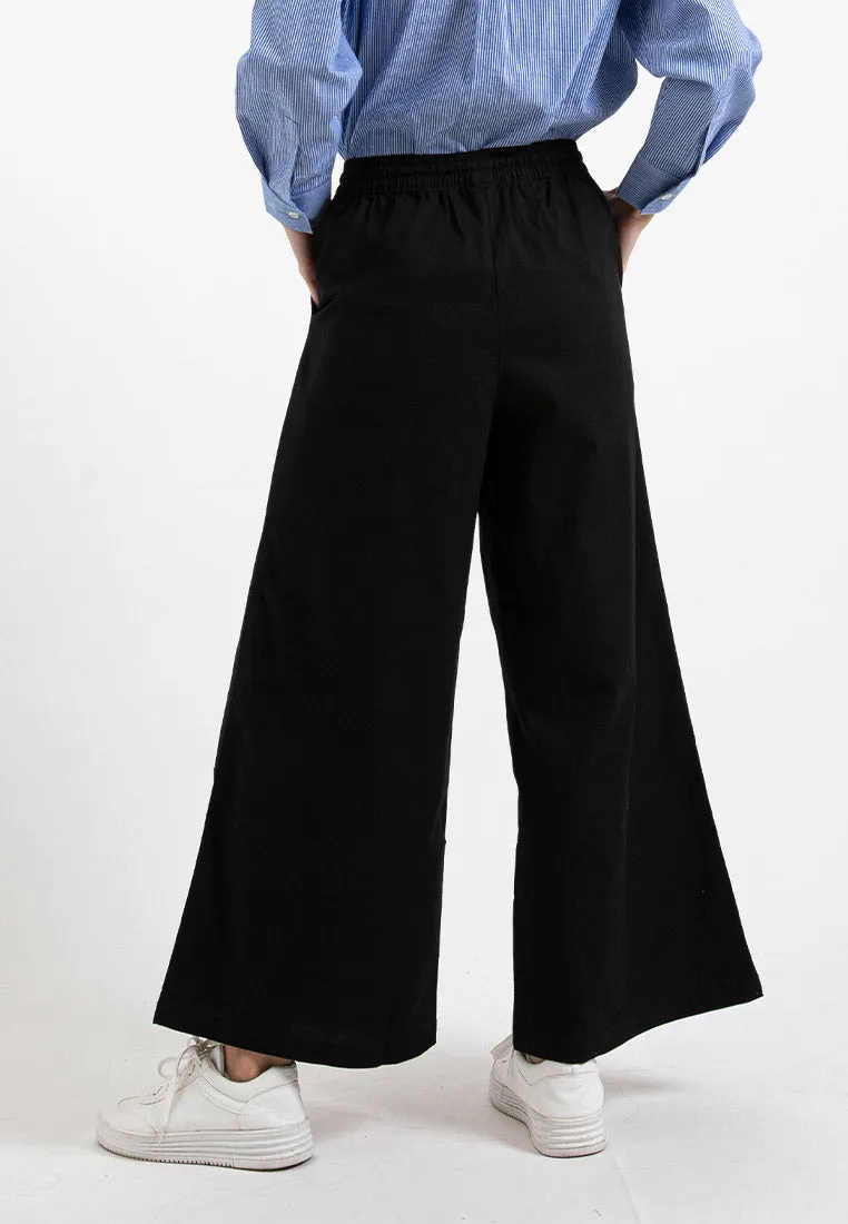 Forest Ladies Stretchable Cotton Linen Elastic Waist Wide Leg Pants Women Long Pants | Seluar Panjang Palazzo - 810473