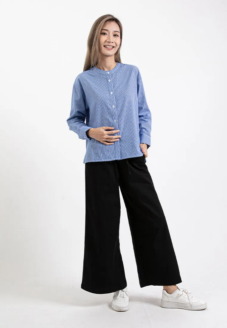 Forest Ladies Stretchable Cotton Linen Elastic Waist Wide Leg Pants Women Long Pants | Seluar Panjang Palazzo - 810473