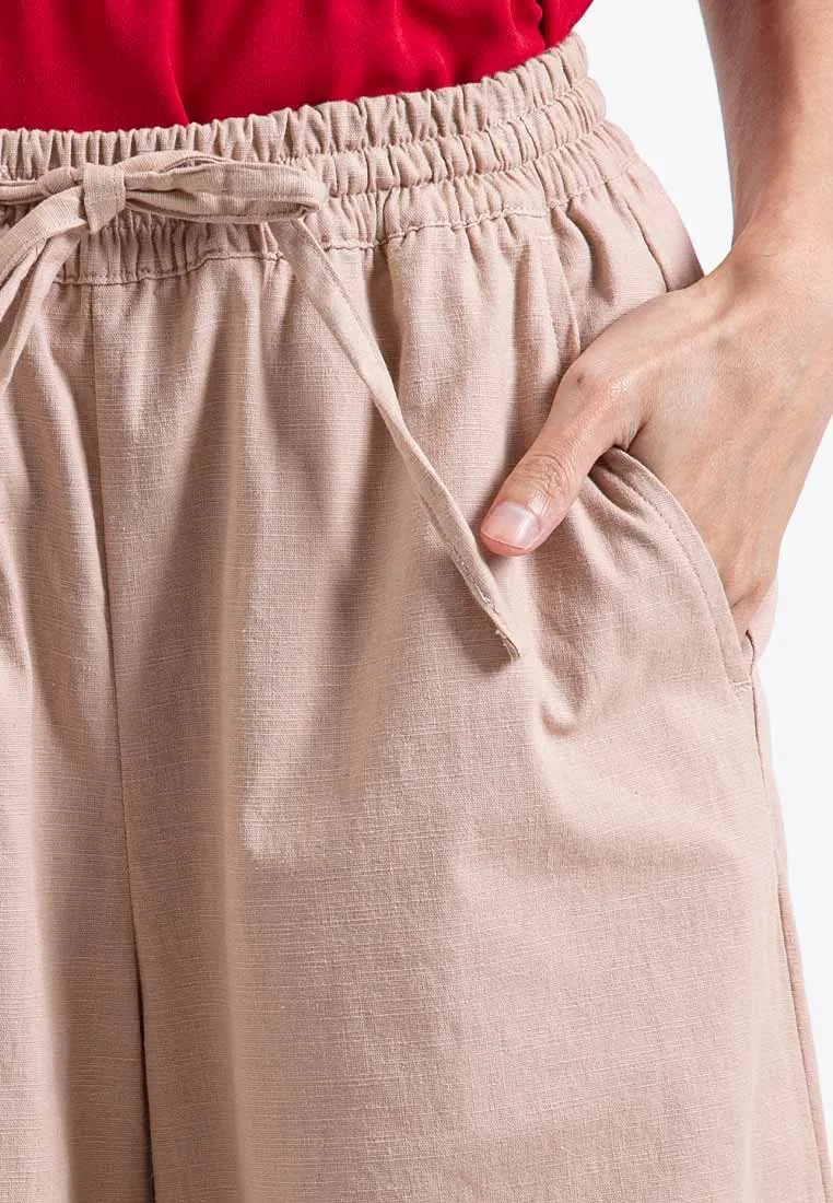 Forest Ladies Stretchable Cotton Linen Elastic Waist Wide Leg Pants Women Long Pants | Seluar Panjang Palazzo - 810473