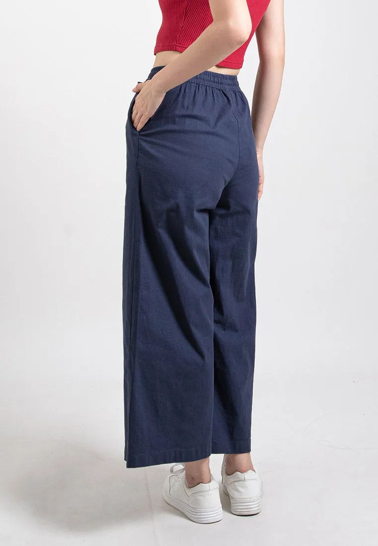 Forest Ladies Stretchable Cotton Linen Elastic Waist Wide Leg Pants Women Long Pants | Seluar Panjang Palazzo - 810473