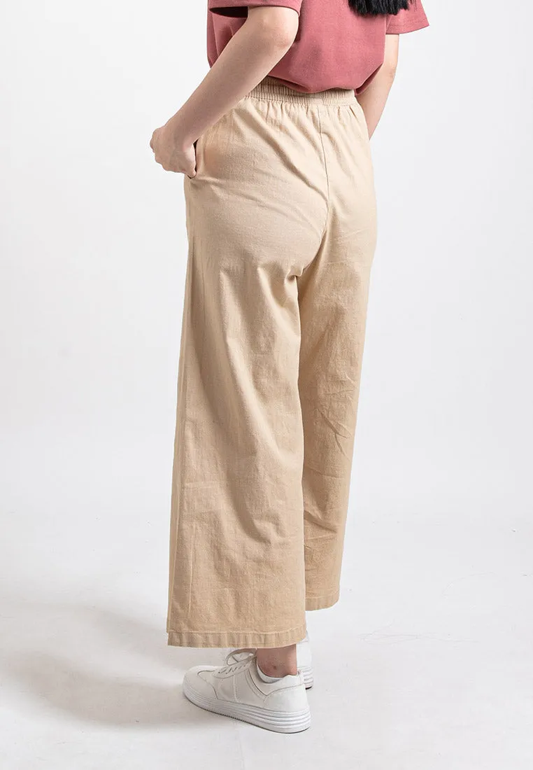 Forest Ladies Stretchable Cotton Linen Elastic Waist Wide Leg Pants Women Long Pants | Seluar Panjang Palazzo - 810473