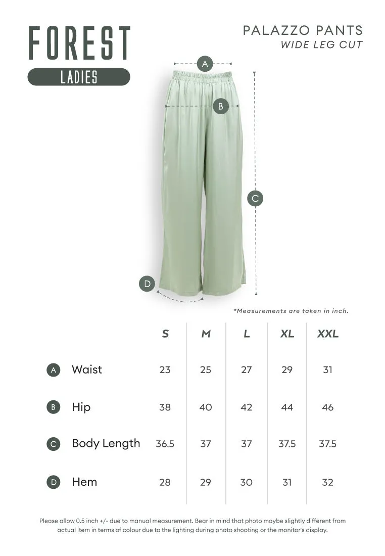Forest Ladies Stretchable Cotton Linen Elastic Waist Wide Leg Pants Women Long Pants | Seluar Panjang Palazzo - 810473
