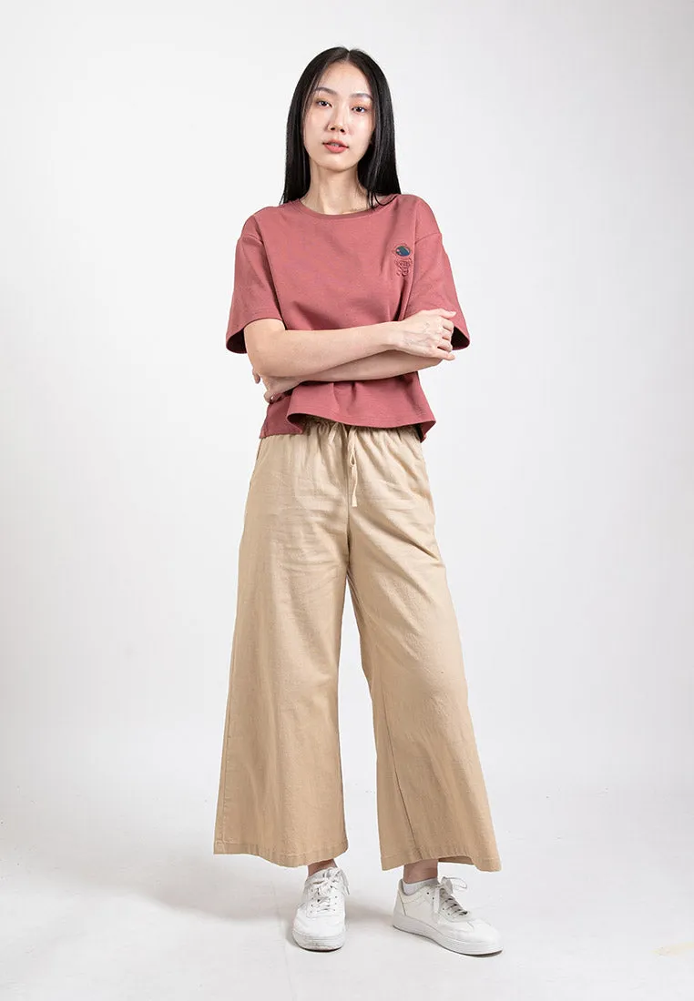 Forest Ladies Stretchable Cotton Linen Elastic Waist Wide Leg Pants Women Long Pants | Seluar Panjang Palazzo - 810473
