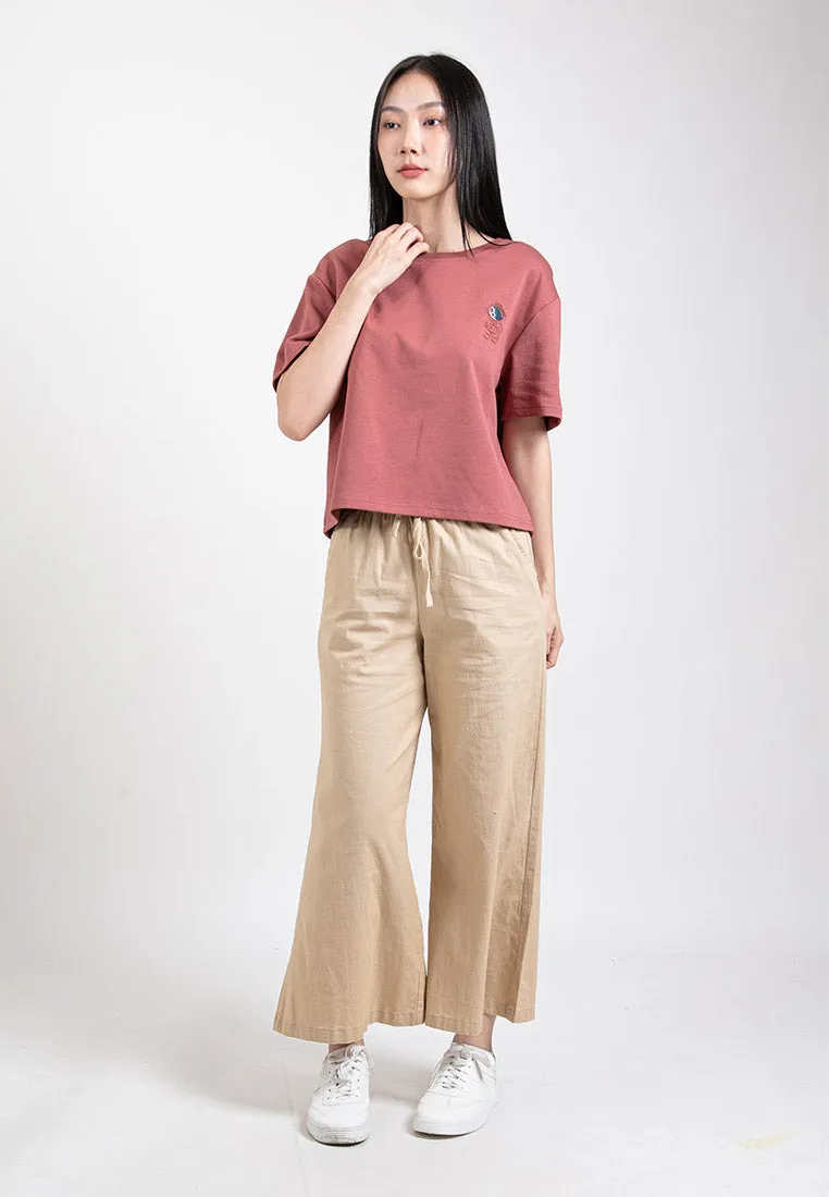 Forest Ladies Stretchable Cotton Linen Elastic Waist Wide Leg Pants Women Long Pants | Seluar Panjang Palazzo - 810473