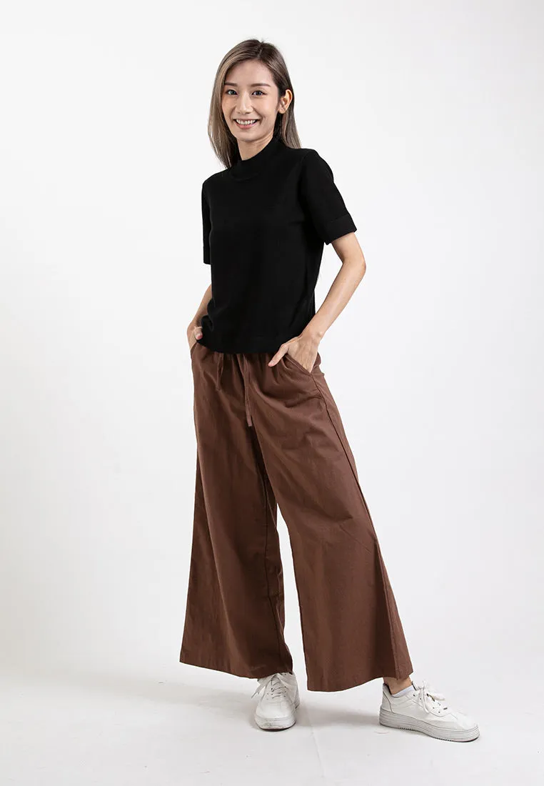 Forest Ladies Stretchable Cotton Linen Elastic Waist Wide Leg Pants Women Long Pants | Seluar Panjang Palazzo - 810473
