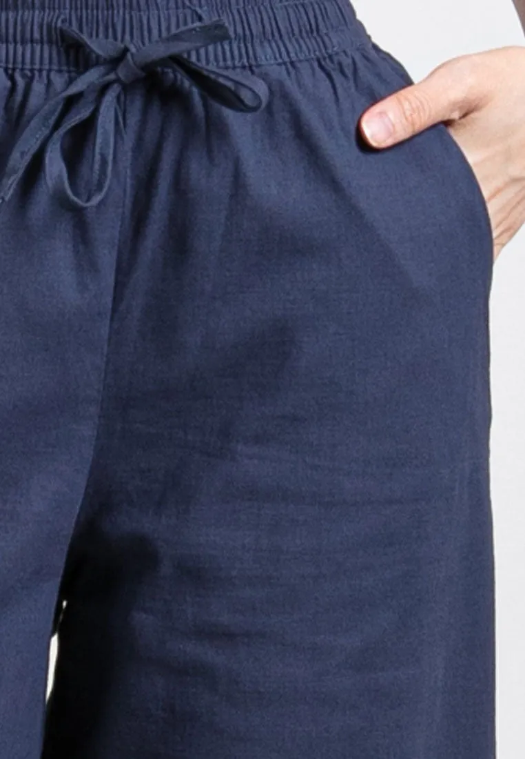 Forest Ladies Stretchable Cotton Linen Elastic Waist Wide Leg Pants Women Long Pants | Seluar Panjang Palazzo - 810473