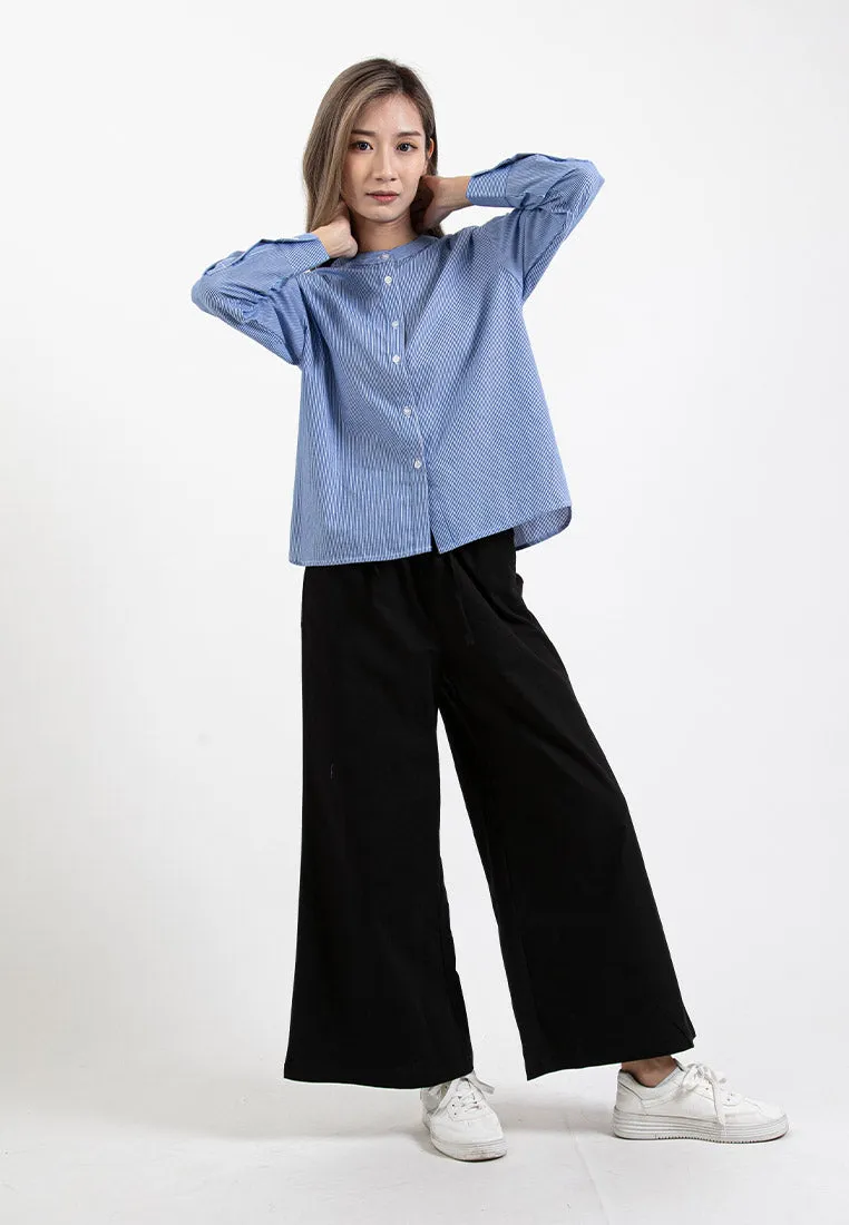 Forest Ladies Stretchable Cotton Linen Elastic Waist Wide Leg Pants Women Long Pants | Seluar Panjang Palazzo - 810473