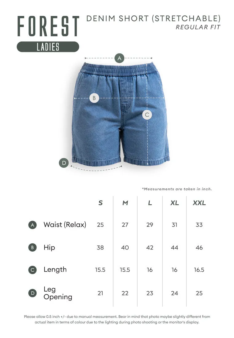 Forest Ladies Stretchable Denim Short Pants Casual Elastic Denim Shorts Women | Seluar Pendek Denim Perempuan - 865105