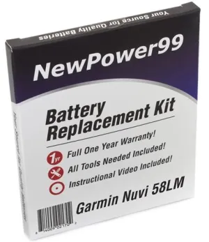 Garmin Nuvi 58LM Battery Replacement Kit with Tools, Video Instructions and Extended Life Battery
