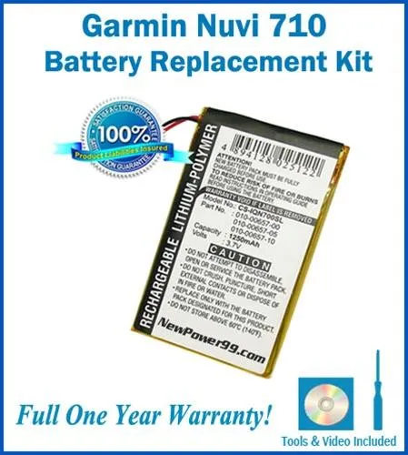 Garmin Nuvi 710 Battery Replacement Kit with Tools, Video Instructions and Extended Life Battery