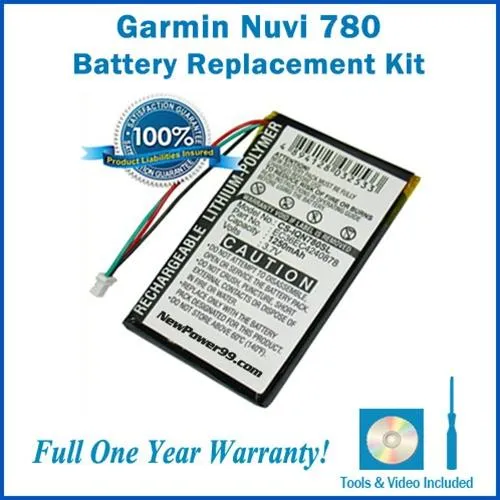 Garmin Nuvi 780 Battery Replacement Kit with Tools, Video Instructions and Extended Life Battery