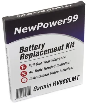 Garmin RV 660LMT Battery Battery Replacement Kit with Tools, Video Instructions and Extended Life Battery