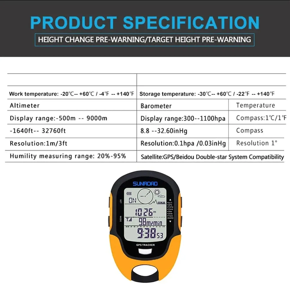 Handheld GPS Navigation Receiver Portable Handheld Digital Altimeter Barometer Compass Locator For Hiking Camping