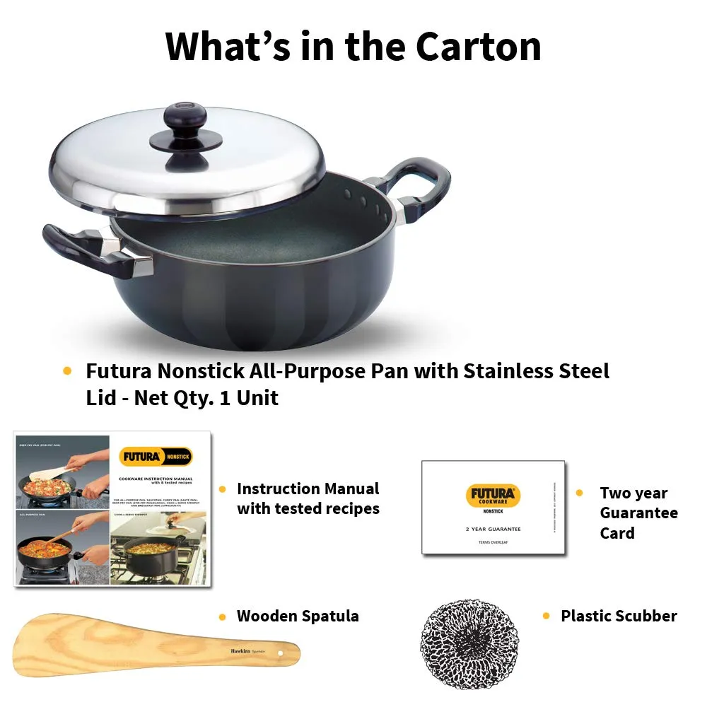 Hawkins Futura Non-Stick All-Purpose Pans with Steel Lid, 3.0 litres NAP30