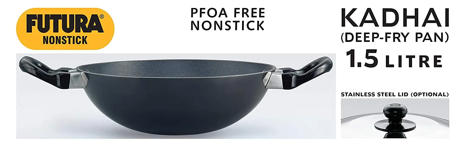 HAWKINS Futura Non-Stick Deep-Fry Pan, 1.5 Litre, Black & Futura Hard Anodised Sauce Pan, 1.5 litres, Black Combo