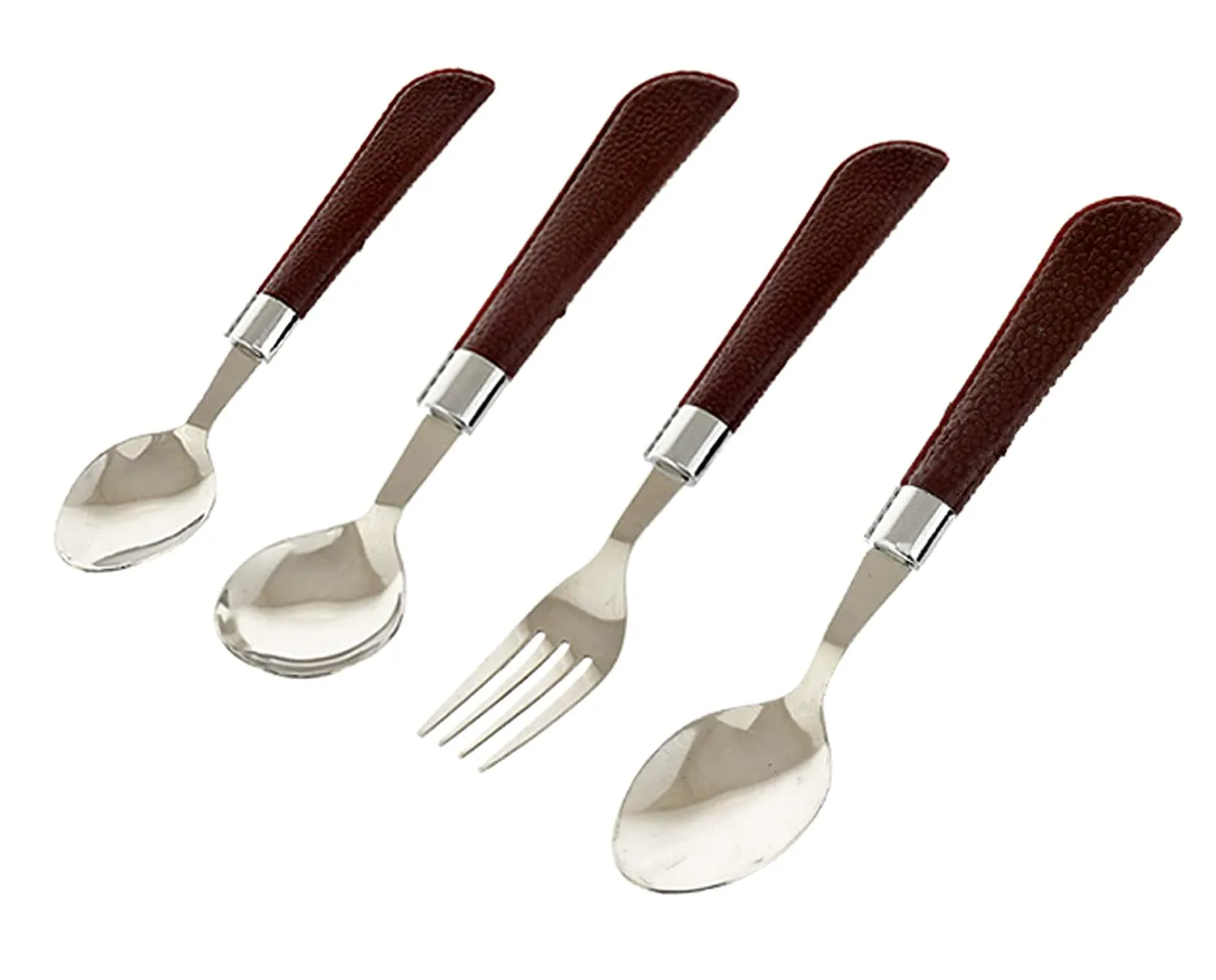 Heart Home Premium ABS Plastic & Stainless Steel Cutlery Set with Stand for Kitchen/Dining, Set of 24 (Brown)