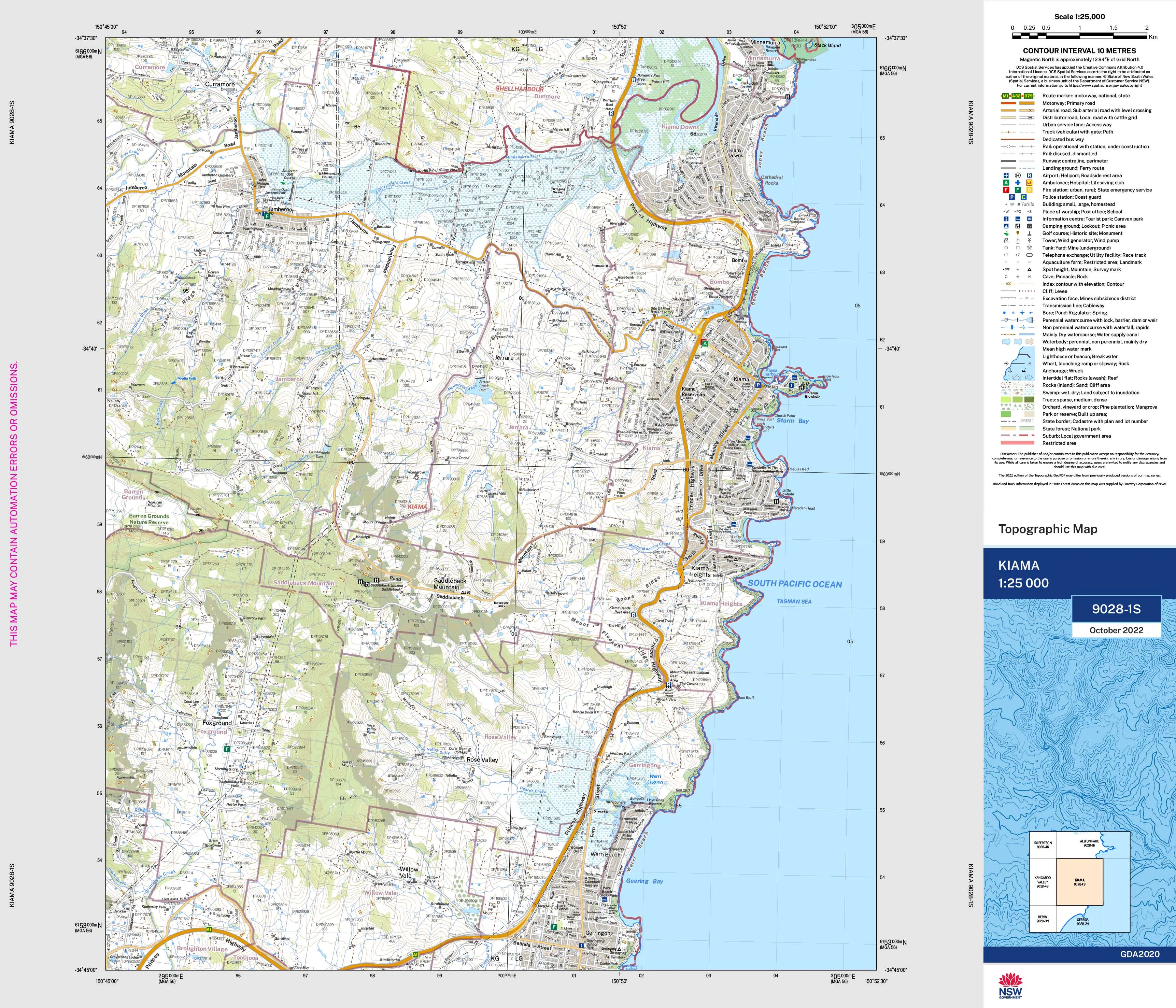 Kiama 9028-1S Topographic Map 1:25k