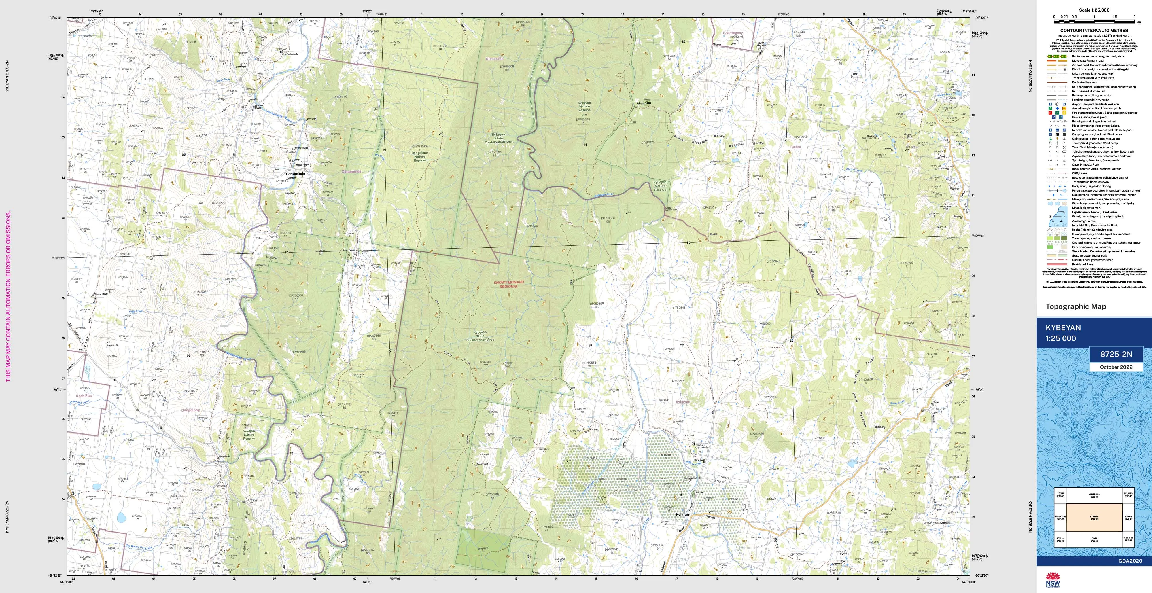 Kybeyan 8725-2N Topographic Map 1:25k