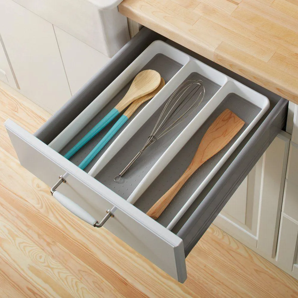 Madesmart 3 Compartment Grip Base Utensil Tray White