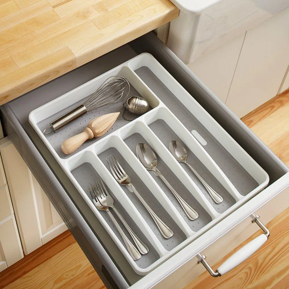 Madesmart 6 Compartment Grip Base Cutlery Tray White