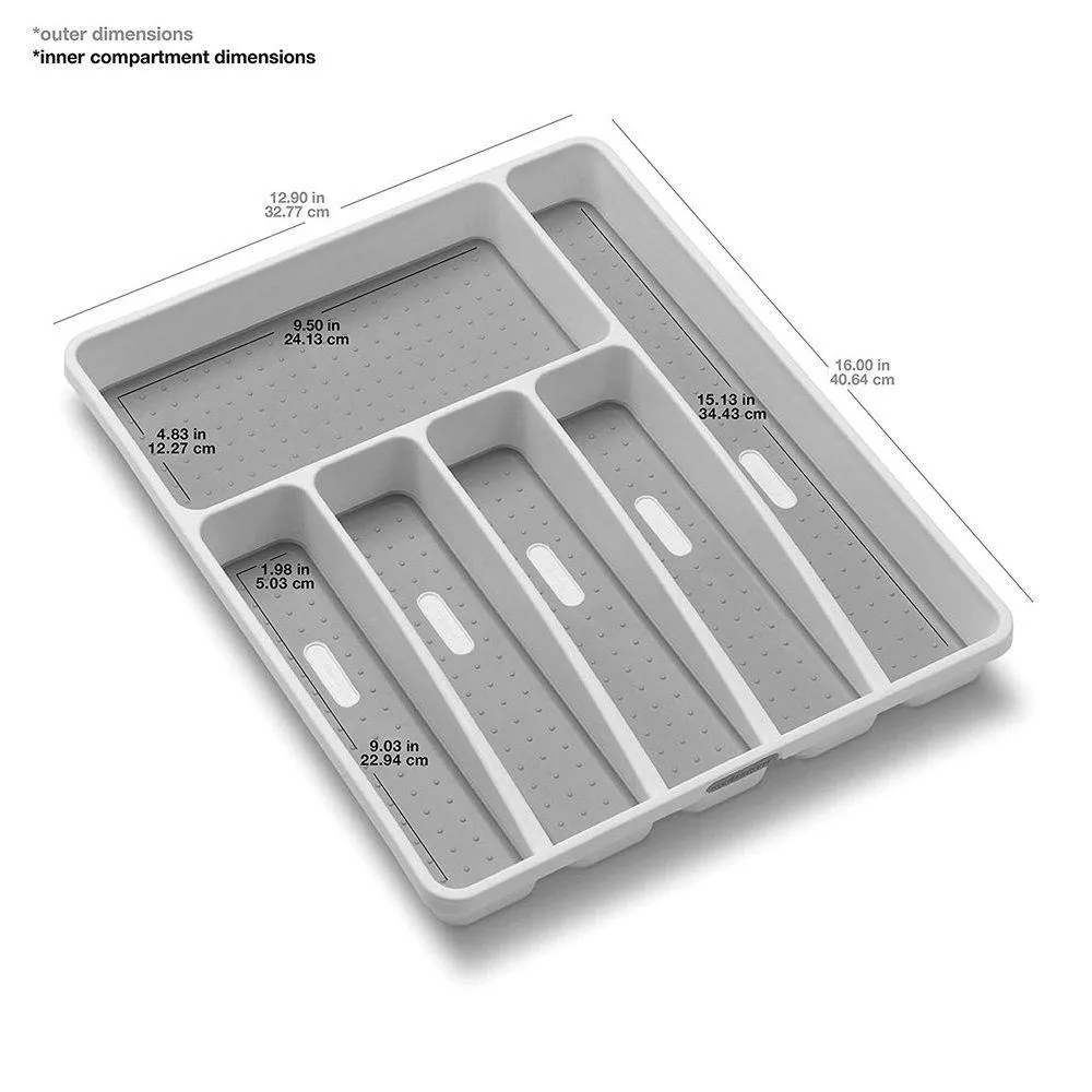 Madesmart 6 Compartment Grip Base Cutlery Tray White