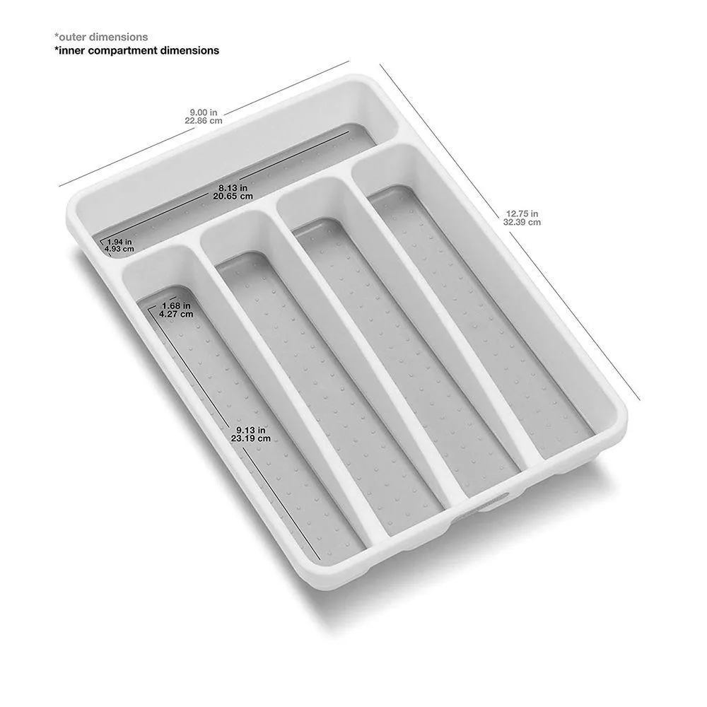 Madesmart Mini 5 Compartment Grip Base Cutlery Tray White