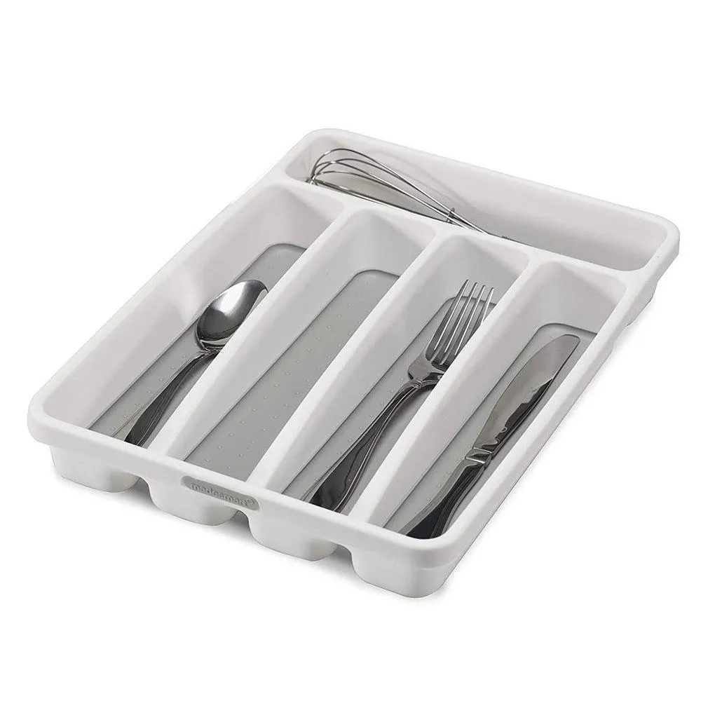 Madesmart Mini 5 Compartment Grip Base Cutlery Tray White