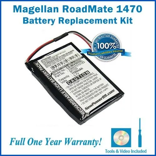 Magellan Roadmate 1470 Battery Replacement Kit with Tools, Video Instructions and Extended Life Battery