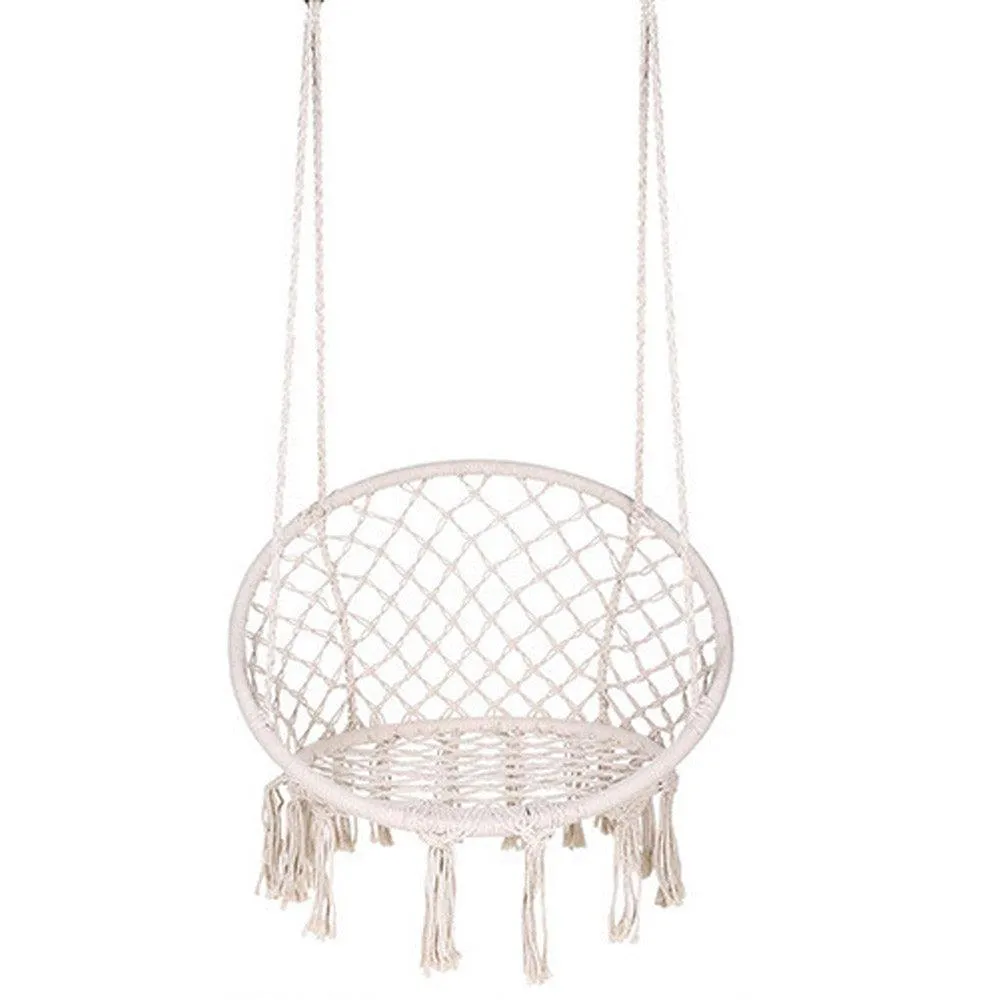 (NET)Swing Chair Hammock-Rope Garden-Seat Hanging Beige Safety Nordic-Style Knitting For Yard