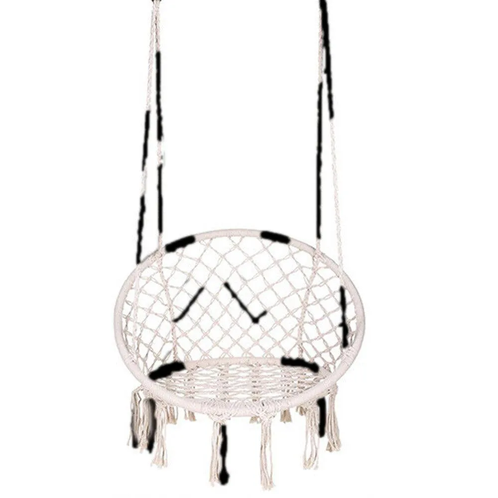 (NET)Swing Chair Hammock-Rope Garden-Seat Hanging Beige Safety Nordic-Style Knitting For Yard