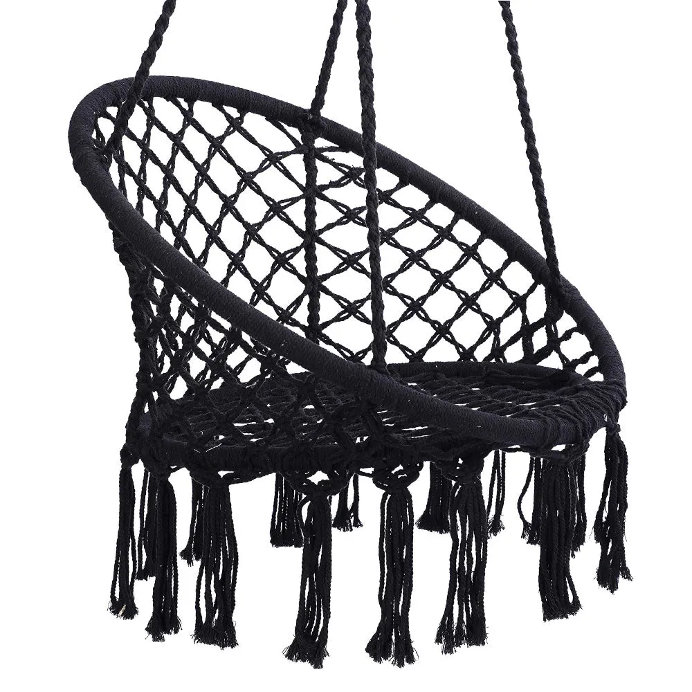 (NET)Swing Chair Hammock-Rope Garden-Seat Hanging Beige Safety Nordic-Style Knitting For Yard