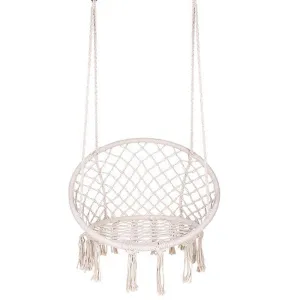 (NET)Swing Chair Hammock-Rope Garden-Seat Hanging Beige Safety Nordic-Style Knitting For Yard