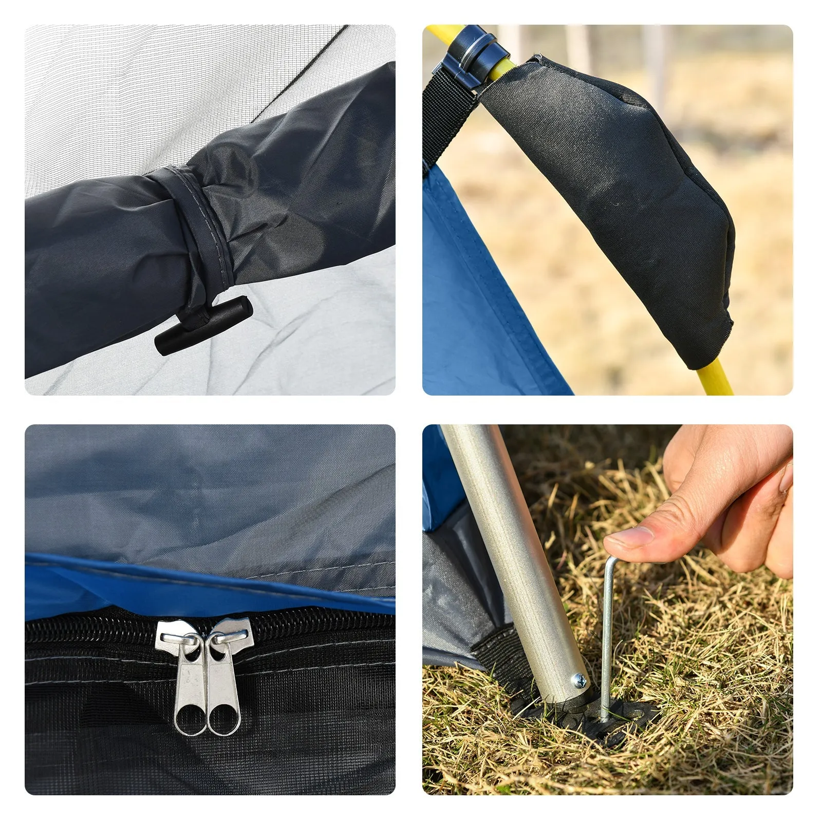 Outsunny 4 Person Automatic Camping Tent Outdoor Pop Up Tent Portable Backpacking Dome Shelter Grey